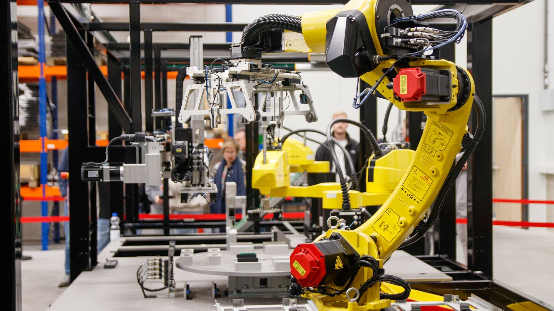 Robot arms on a production line